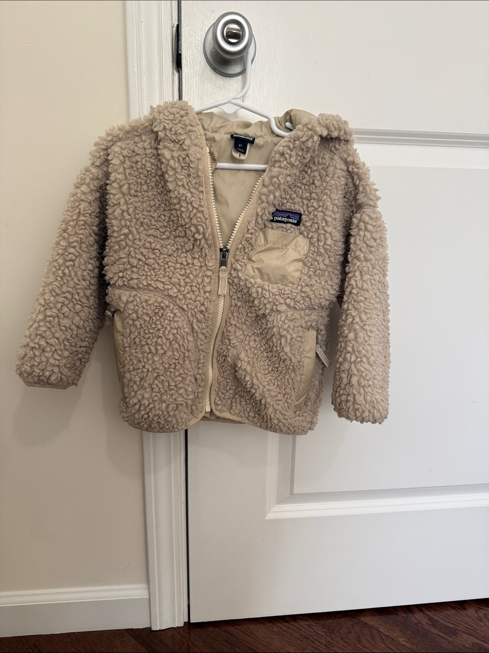 Patagonia Baby Retro-X Hoody Kids Fleece Jacket in Beige
